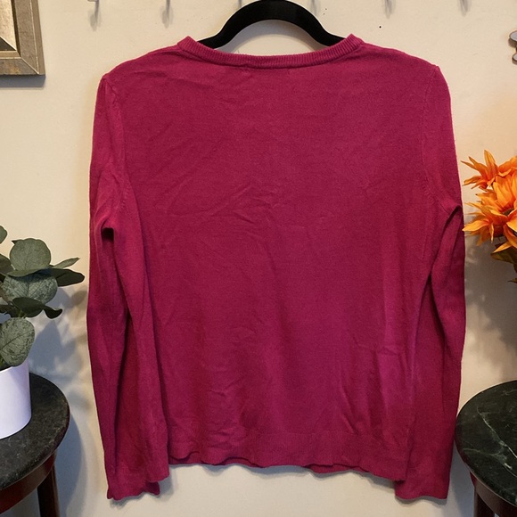 Luxe 360 Cardigan in Berry Color w/Rhinestone Encrusted Buttons. Great Condition - Picture 5 of 5